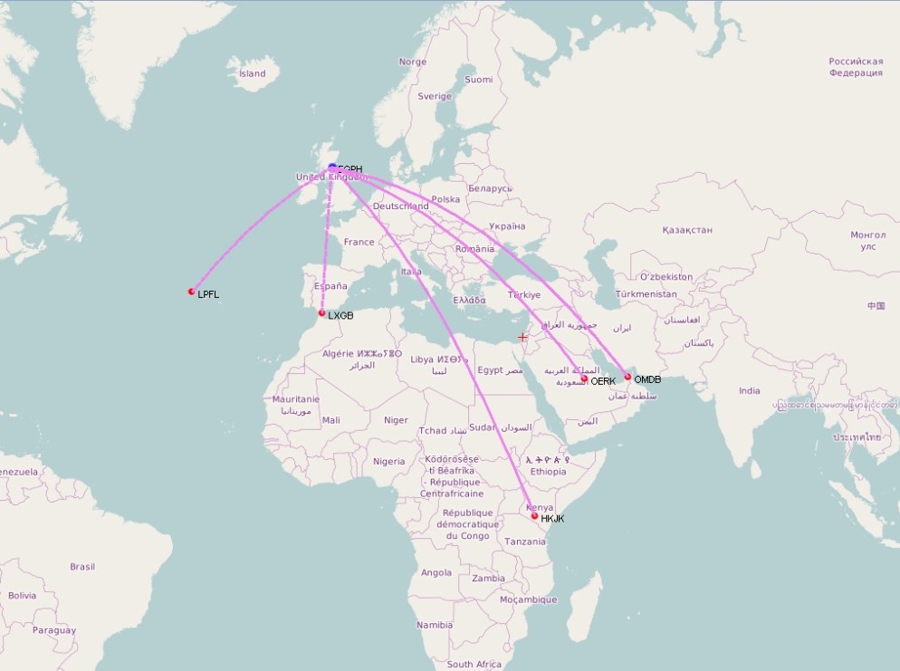example pax routes map
